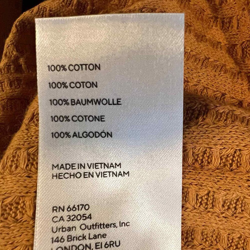 Free People Orange Juicy Long Sleeve Thermal Top Oversized Split Back Large New - Picture 5 of 6
